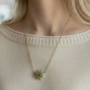 Catherine Popesco Sunburst Necklace 16" Gold Plated Swarovski Crystals Pendant